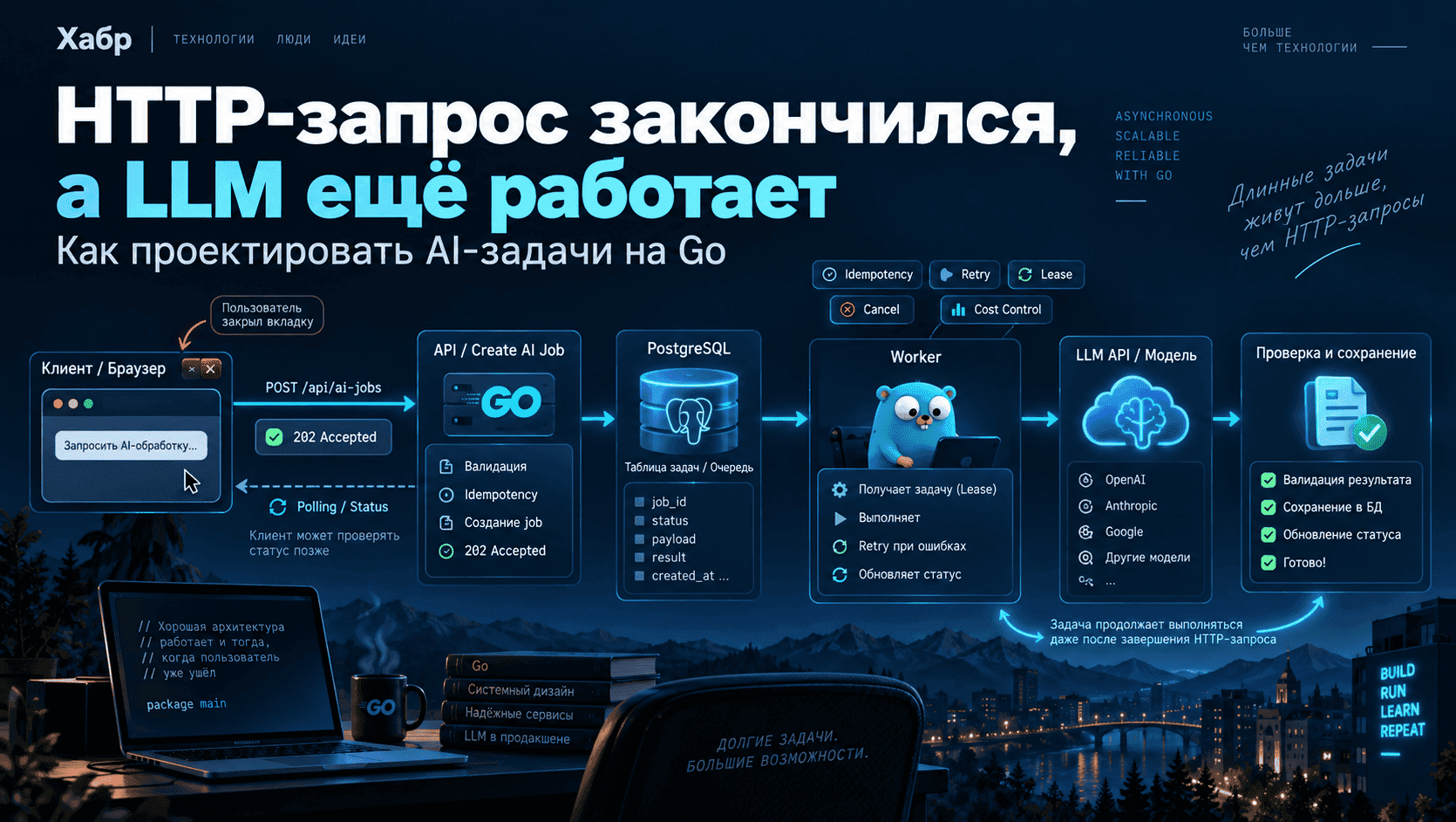 HTTP-запрос закончился, а LLM ещё работает: как проектировать AI-задачи на Go