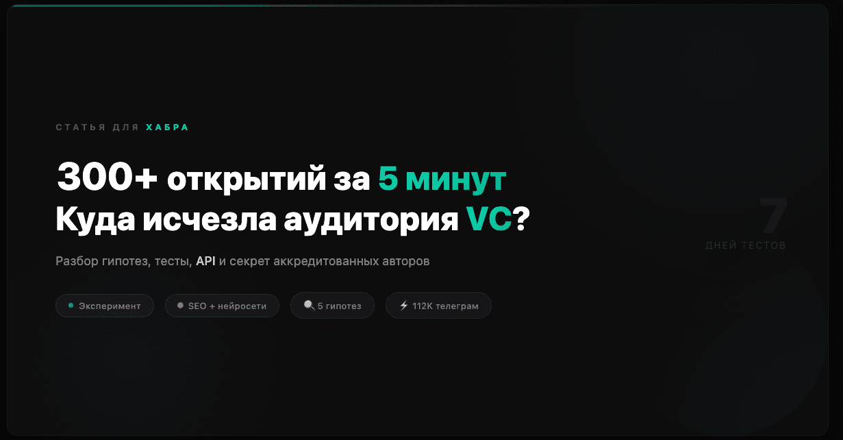 Куда ушла аудитория VC и почему у гуру 300+ открытий поста за 5 минут, а показов в ленте 10?