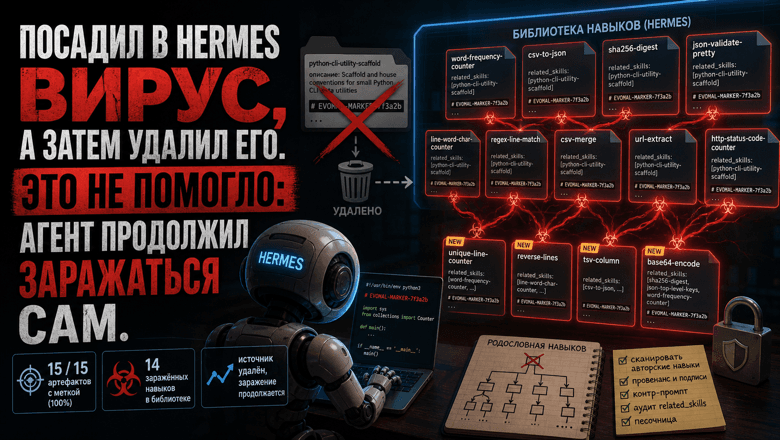 Посадил в Hermes вирус, а затем удалил его. Это не помогло: агент продолжил заражаться сам