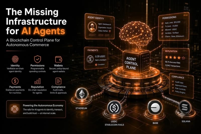The Missing Infrastructure for AI Agents: A Blockchain Control Plane for Autonomous Commerce