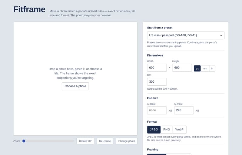 So, I Built a Tool That Makes Any Photo Pass a Visa Portal's Upload Rules. I Call It Fitframe