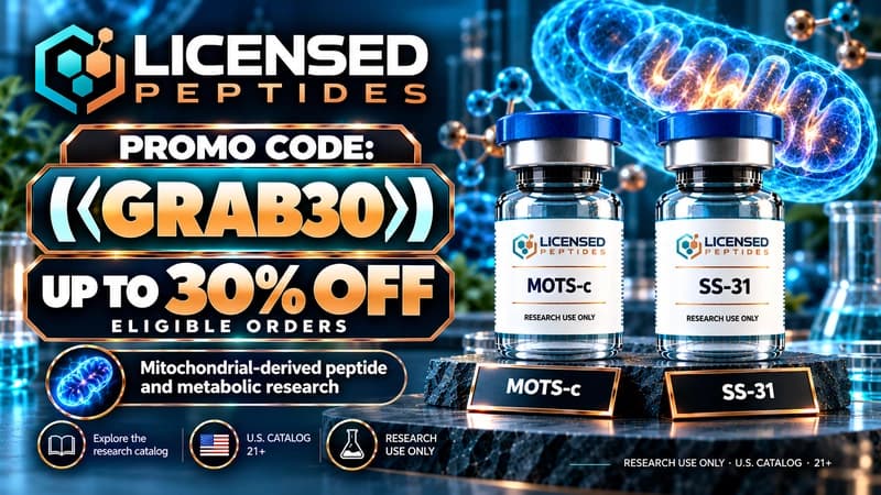 Licensed Peptides Coupon Code ({GRAB30}): Up to 30% Off — MOTS-c: Traceable Product and Discount Records