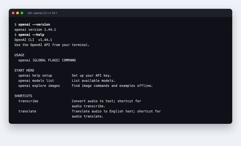 OpenAI CLI: установка и вызов API OpenAI из терминала